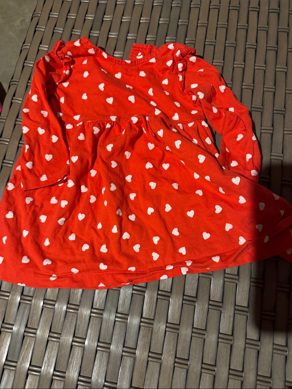 Carters 9 months Red Heart Print Long Sleeve Dress